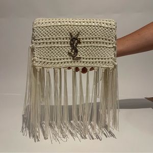 YSL Monogram Crochet Fringe Clutch